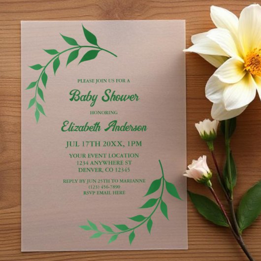 Chic Greenery Baby Shower Pergament Einladungen