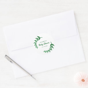 Chic Greenery Baby Shower Runder Aufkleber
