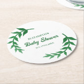 Chic Greenery Baby Shower Runder Pappuntersetzer (Angewinkelt)
