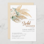 Chic Greenery Boho Pampas Grass Brautparty Einladung (Vorne/Hinten)