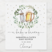 Chic Greenery Cheers Baby braut Duschfavoriten Weinetikett (Einzelnes Label)