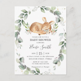 Chic Greenery Deer Baby Dusche Neutrale Einladung Postkarte