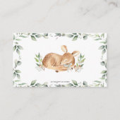 Chic Greenery Deer Baby Dusche Tragen Sie eine Mas Begleitkarte (Rückseite)