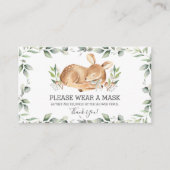 Chic Greenery Deer Baby Dusche Tragen Sie eine Mas Begleitkarte (Vorderseite)