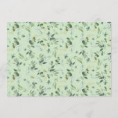 Chic Greenery Elephant Gender Neutral Baby Dusche Menükarte (Rückseite)