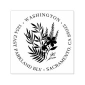 Chic Greenery Floral Round Family Rücksendeadresse Permastempel (Design)