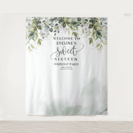 Chic greenery foliage eucalyptus 16. Geburtstag Wandteppich