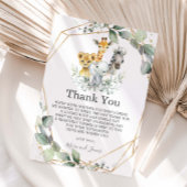 Chic Greenery Geometric Jungle Animals Baby Shower Dankeskarte