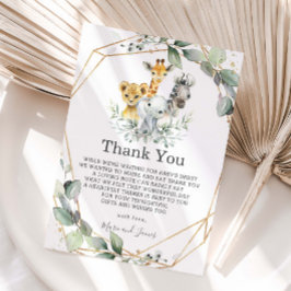 Chic Greenery Geometric Jungle Animals Baby Shower Dankeskarte