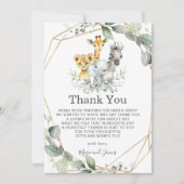 Chic Greenery Geometric Jungle Animals Baby Shower Dankeskarte (Vorderseite)