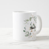 Chic Greenery & Gold Monogram Initial "A" w/name Jumbo-Tasse (Vorderseite Rechts)