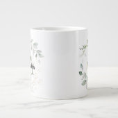 Chic Greenery & Gold Monogram Initial "A" w/name Jumbo-Tasse (Vorderseite)