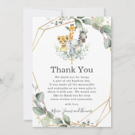 Chic Greenery Jungle Animals Taufe Christening Dankeskarte