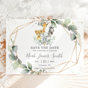 Chic Greenery Jungle Animals Taufe Christening Save The Date