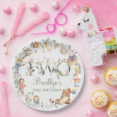 Chic Greenery Kinderzimmer Rhyme 2. Geburtstag neu Pappteller (Party)