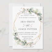Chic Greenery Leafy Foliage Wedding Geometric Einladung (Vorderseite)