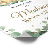 Chic Greenery Lion Cub Boy Baby Dusche Willkommen Poster (Ecke)