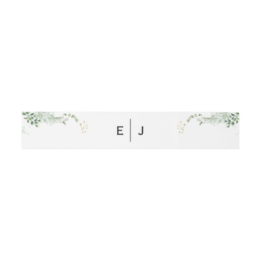 Chic Greenery Monogram Invitation Belly Band (Flach)