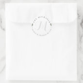 Chic Greenery Monogram Round-Return-Address-Label Runder Aufkleber (Tasche)
