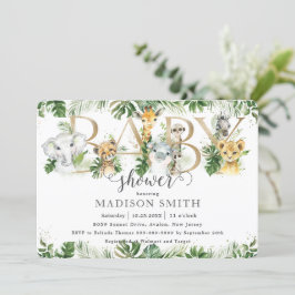 Chic Greenery Niedliche Jungle Animals Kinderdusch Einladung