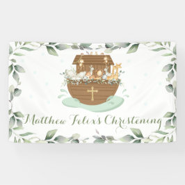 Chic Greenery Noahs Ark Baptism Begrüßungsgrunst Banner