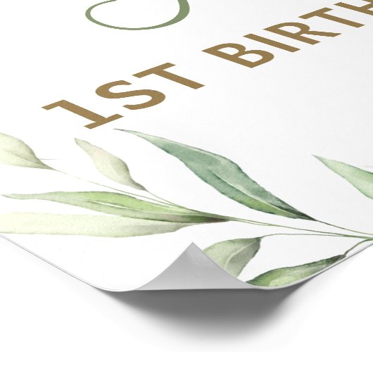 Chic Greenery Noah's Ark Birthday Baptism Willkomm Poster (Ecke)