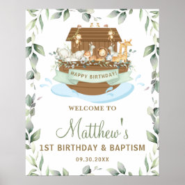 Chic Greenery Noah's Ark Birthday Baptism Willkomm Poster