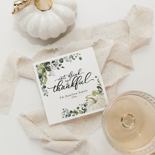 Chic Greenery Pumpkin Erntedank Dinner Serviette