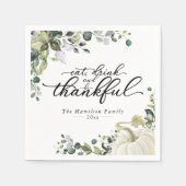 Chic Greenery Pumpkin Erntedank Dinner Serviette (Vorderseite)