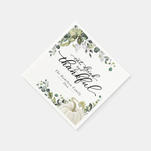 Chic Greenery Pumpkin Erntedank Dinner Serviette (Ecke)