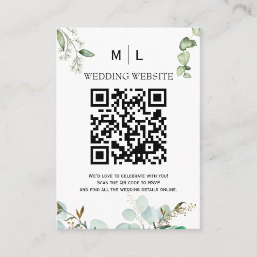 Chic Greenery QR Code Einladung (Vorderseite)
