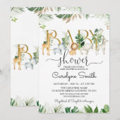 Chic Greenery Safari Animals Baby Shower Einladung (Vorne/Hinten)