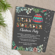 Chic Greenery Ugly Sweater Christmas Party