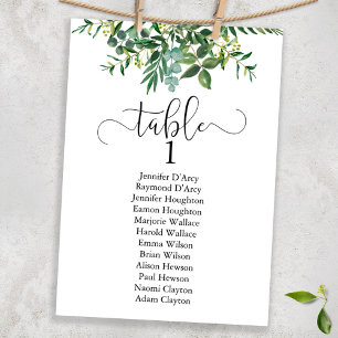 Chic greenery wedding table plan, modern font einladung