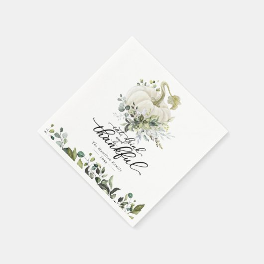 Chic Greenery White Pumpkin Erntedank Serviette (Ecke)