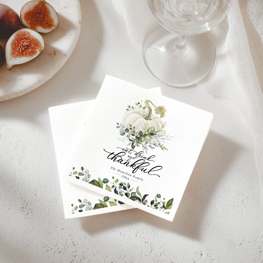 Chic Greenery White Pumpkin Erntedank Serviette