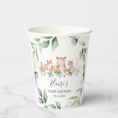 Chic Greenery Woodland Animals Baby Dusche neutral Pappbecher (Rückseite)