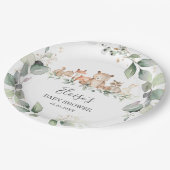 Chic Greenery Woodland Animals Baby Dusche neutral Pappteller (Schrägansicht)