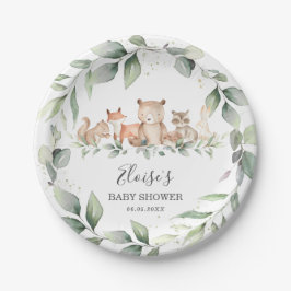 Chic Greenery Woodland Animals Baby Dusche neutral Pappteller