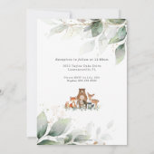 Chic Greenery Woodland Animals Taufe Christening Einladung (Rückseite)