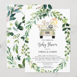Chic Greenery Woodland Drive by Baby Shower Parade Einladung