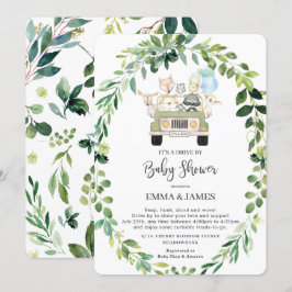 Chic Greenery Woodland Drive by Baby Showparade Einladung