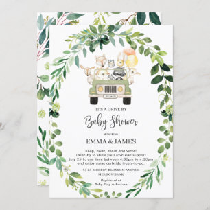 Chic Greenery Woodland Drive by Baby Showparade Einladung