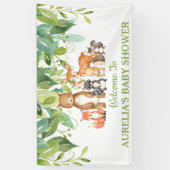 Chic Greenery Woodland Tiere Willkommen Hintergrun Banner (Vertikal)