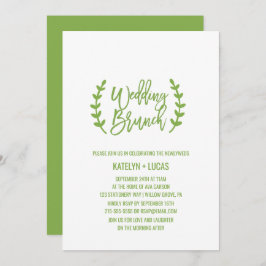 Chic Greenery Wreath Calligraphy Wedding Brunch Einladung