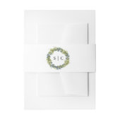 Chic Greenery Wreath Monogram Wedding Einladungsbanderole (Vorderseite Beispiel)