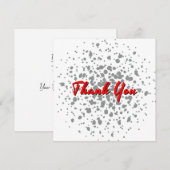 Chic Grey Explosion Wasserfarben Punkte roter Text Dankeskarte (Vorne/Hinten)