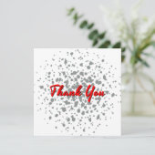 Chic Grey Explosion Wasserfarben Punkte roter Text Dankeskarte (Stehend Vorderseite)