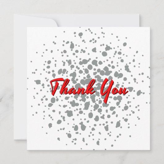 Chic Grey Explosion Wasserfarben Punkte roter Text Dankeskarte (Vorderseite)