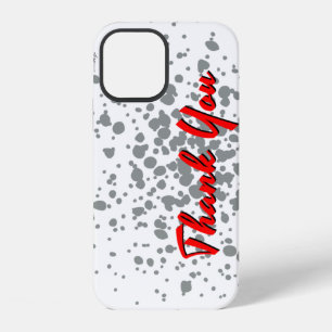 Chic Grey Explosion Wasserfarben Punkte roter Text iPhone 12 Hülle